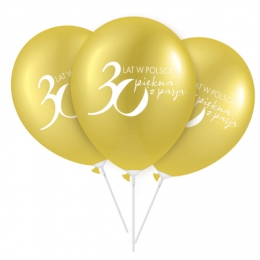 Złote balony z logo 30lecia Oriflame